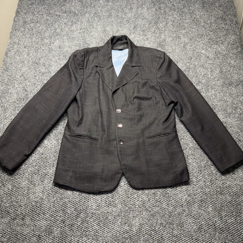 Signature by Larry Levine Women's Grey Sz 18 Blue Lined Suit Jacket & Pants Set